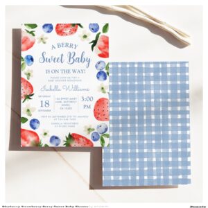 Blueberry Strawberry Berry Sweet Baby Shower Invitation