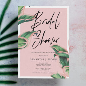 Blush Pink Modern Tropical Bridal Shower Invitation