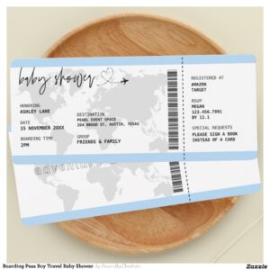 Boarding Pass Boy Travel Baby Shower Invitation