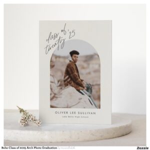 Boho Class of 2025 Arch Photo Graduation Invitation