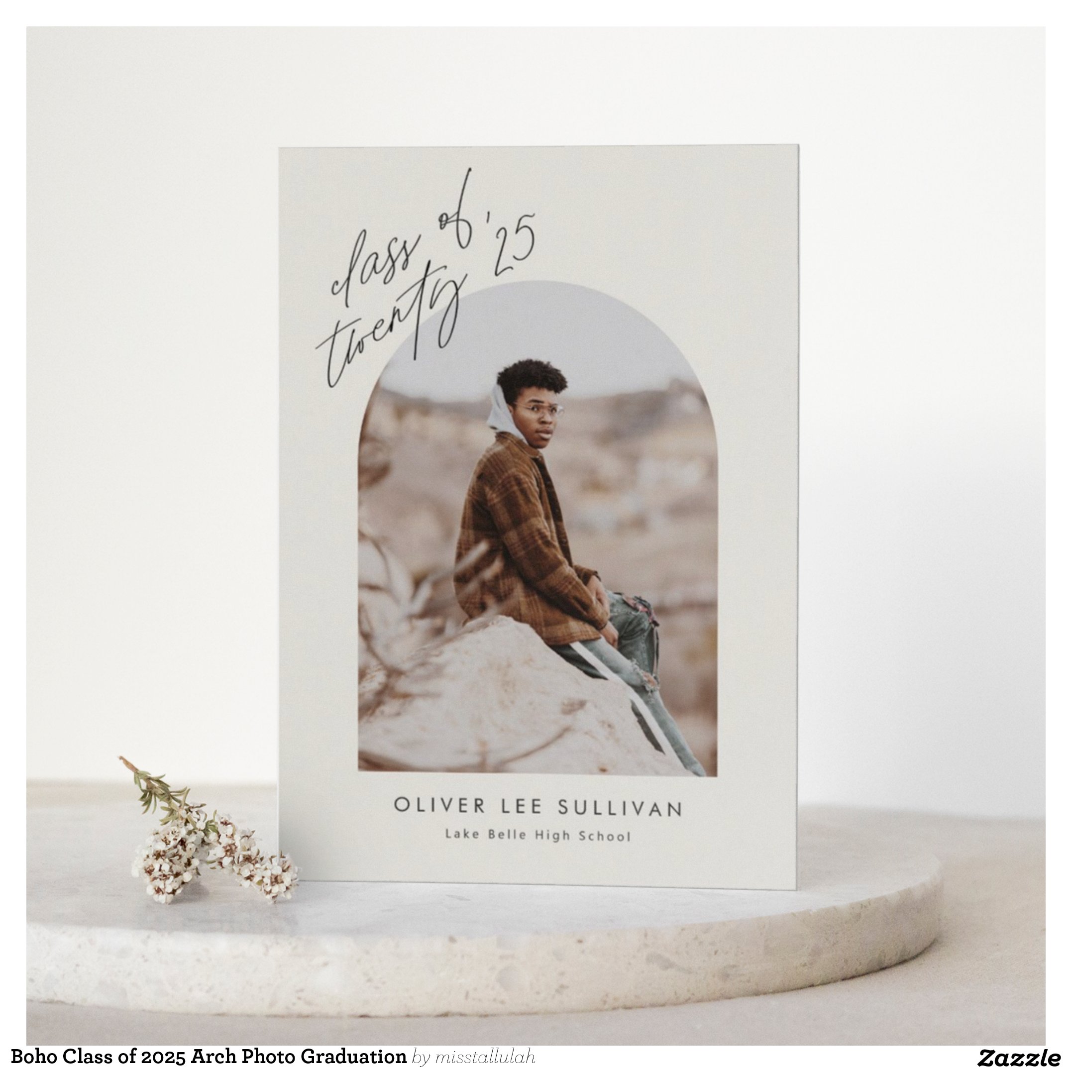 Boho Class of 2025 Arch Photo Graduation Invitation