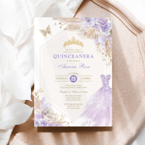 Boho Lavender Quincea?era Mis Quince 15 Anos Invitation