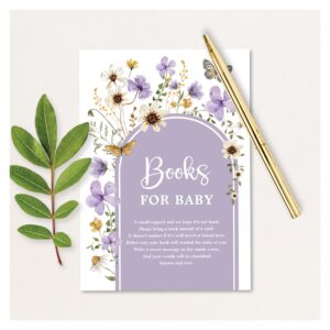Boho Purple Wildflower Meadow Books for Baby Enclosure Card