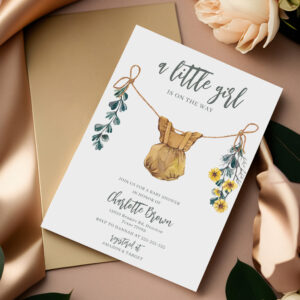 Boho & Sage Girl Baby Shower Invitation