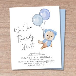 Boho Teddy Bear Baby Boy Couples Shower Invitation