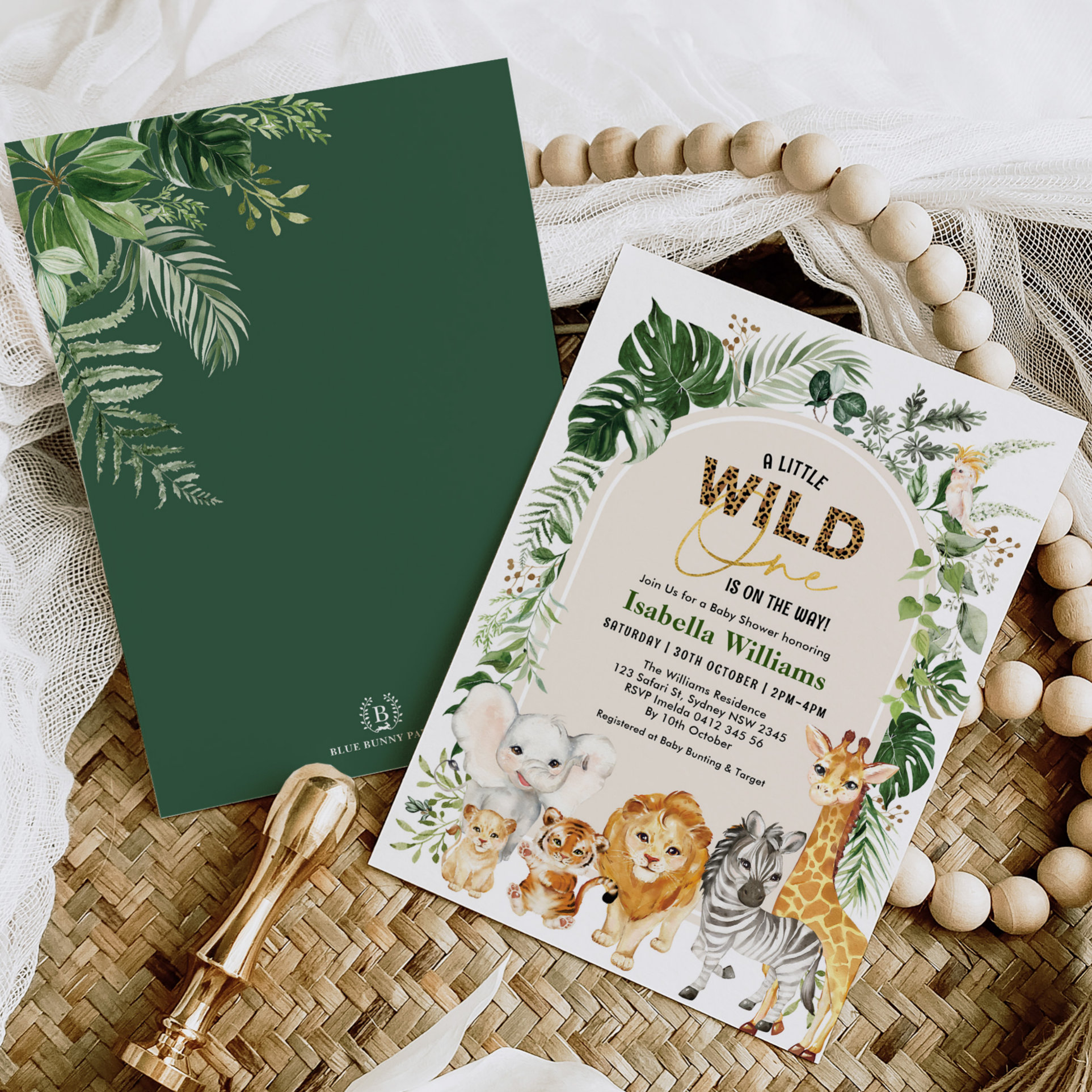 Boho Tropical Wild Party Animals Boy Baby Shower Invitation