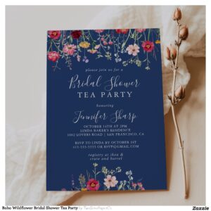 Boho Wildflower Bridal Shower Tea Party Invitation