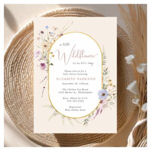 Boho Wildflower Watercolor Baby Girl Shower Invitation