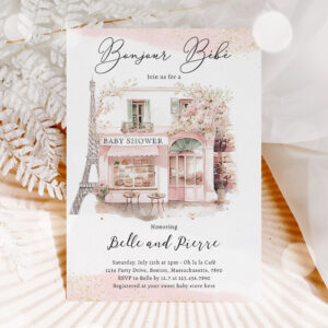 Bonjour B?b? Paris Parisian French Baby Shower Invitation