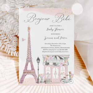 Bonjour B?b? Paris Parisian French Baby Shower Invitation