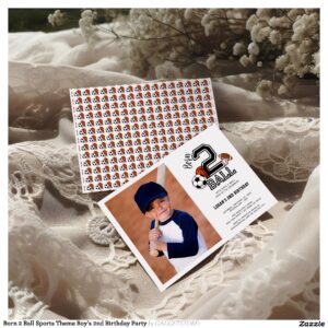 Born 2 Ball Sports Theme Boy?s 2nd Birthday Party Invitation