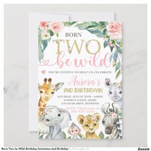 Born Two be Wild Birthday Invitation 2nd Birthday