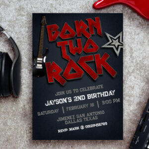 Born Two Rock - 2nd Birthday Invitation