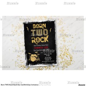 Born TWO Rock Rock Star 2nd Birthday Invitation