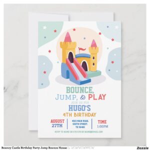 Bouncy Castle Birthday Party Jump Bounce House Invitation