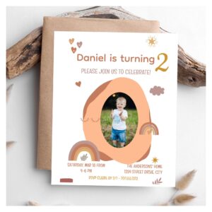Boy 2nd Birthday card invite with photo