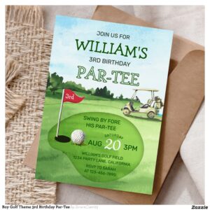Boy Golf Theme 3rd Birthday Par-Tee Invitation