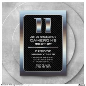 Boy's 11th Birthday Invitation