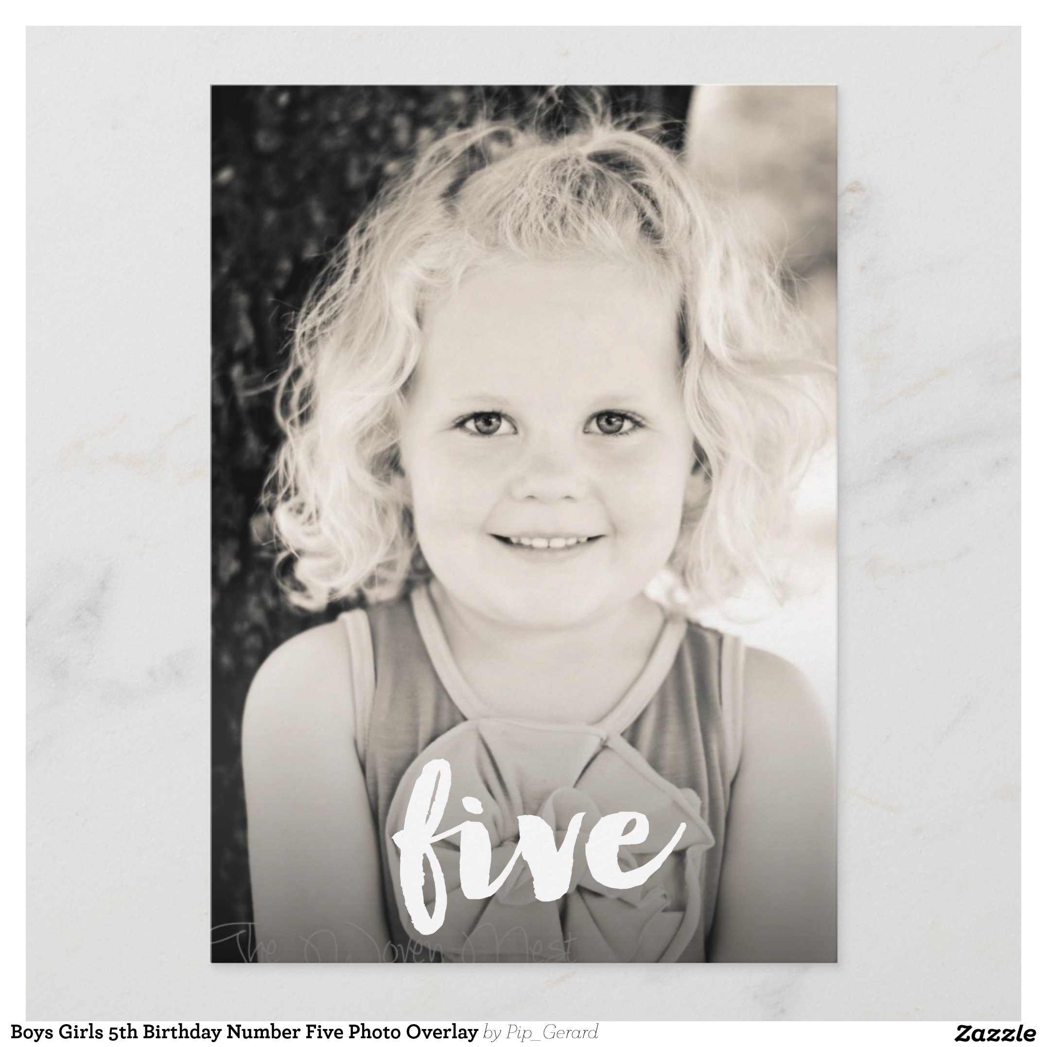Boys Girls 5th Birthday Number Five Photo Overlay Invitation