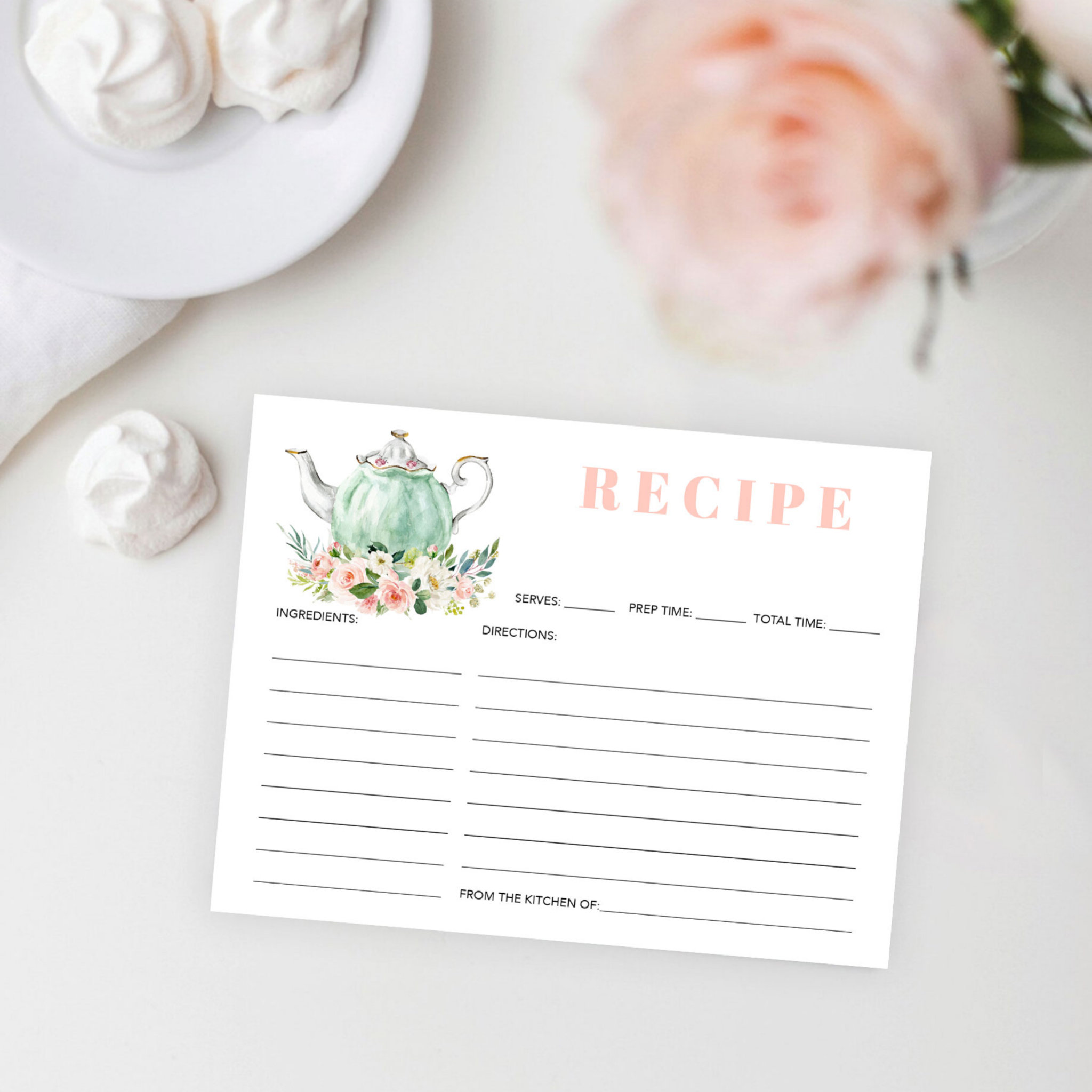 Bridal Shower Tea Party Recipe Postcard