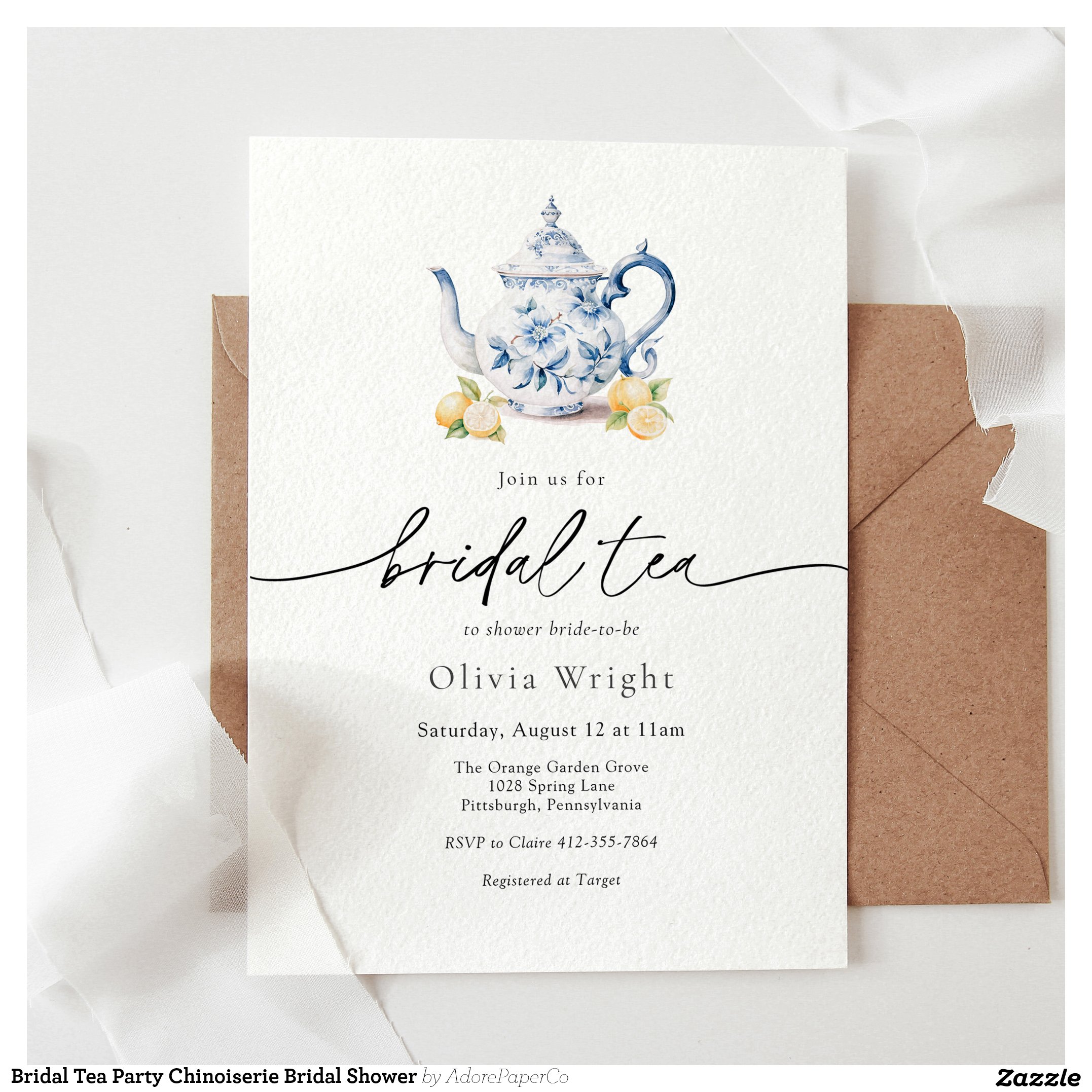 Bridal Tea Party Chinoiserie Bridal Shower Invitation