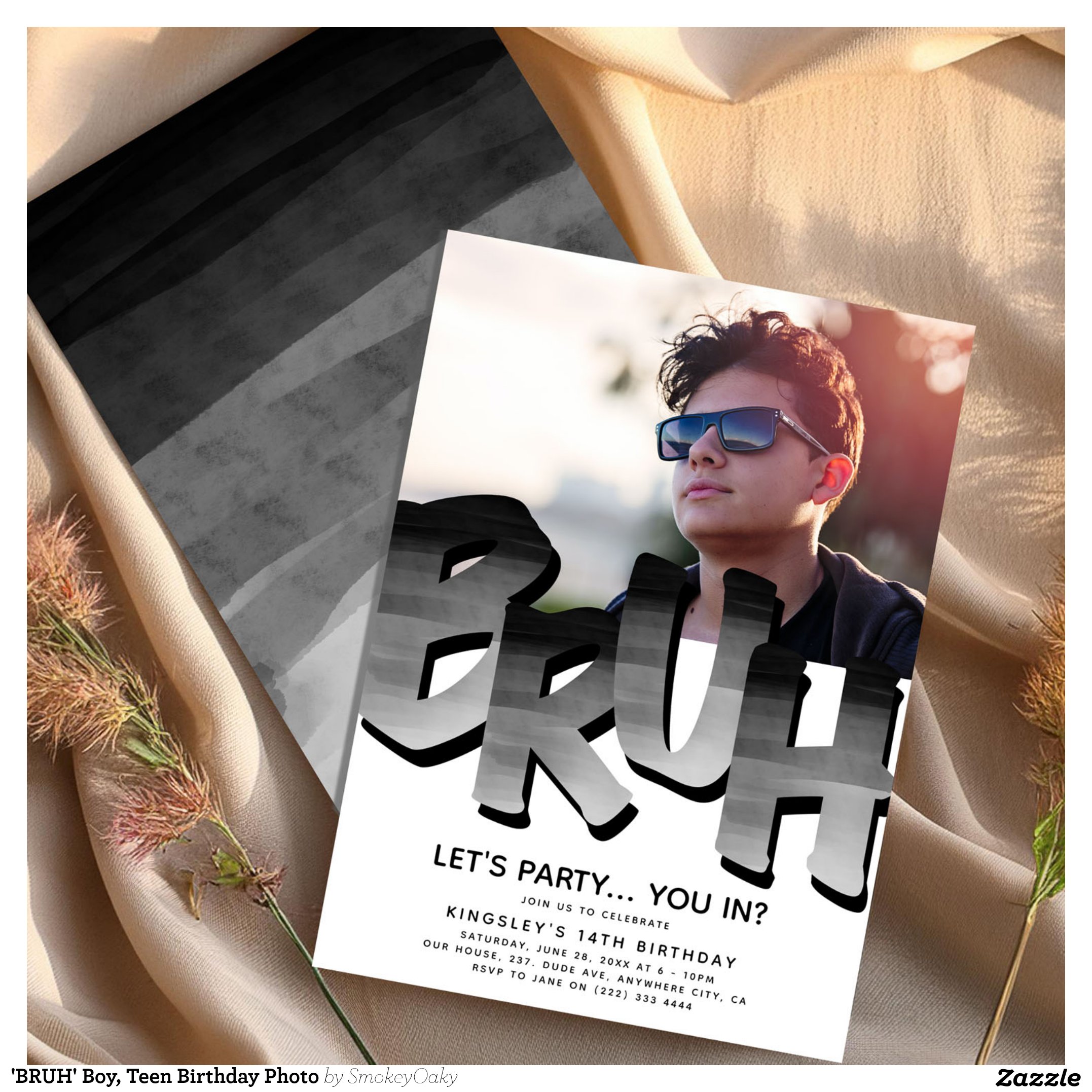 'BRUH' Boy, Teen Birthday Photo Invitation