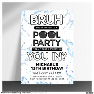 Bruh Pool Party Birthday Invitation
