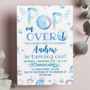 Bubble Birthday Invitation Pop On Over