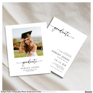 Budget Boho Calligraphy Photo Graduation Invite Flyer