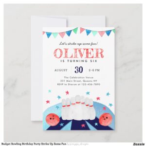 Budget Bowling Birthday Party Strike Up Some Fun Note Card