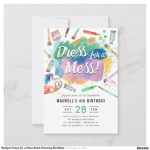 Budget Dress for a Mess Paint Painting Birthday Note Card