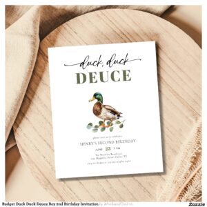 Budget Duck Duck Deuce Boy 2nd Birthday Invitation Flyer