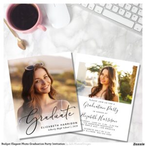 Budget Elegant Photo Graduation Party Invitation