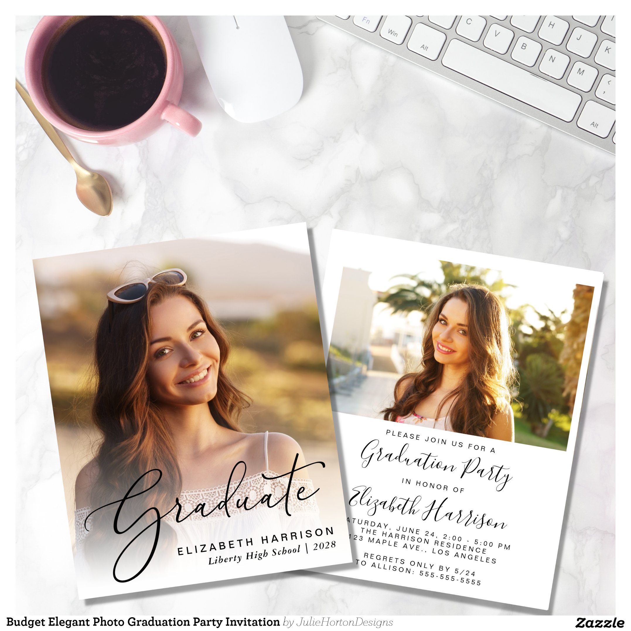 Budget Elegant Photo Graduation Party Invitation