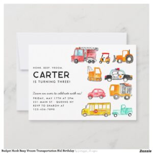Budget Honk Beep Vroom Transportation Kid Birthday Note Card