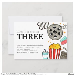 Budget Movie Night Cinema Watch Party Kid Birthday Note Card