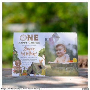 Budget One Happy Camper Photo Boy 1st Birthday