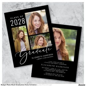 Budget Photo Black Graduation Party Invitation