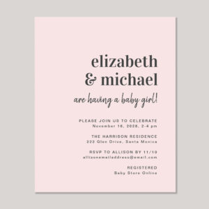 Budget Pink Couples Baby Girl Shower Invitation