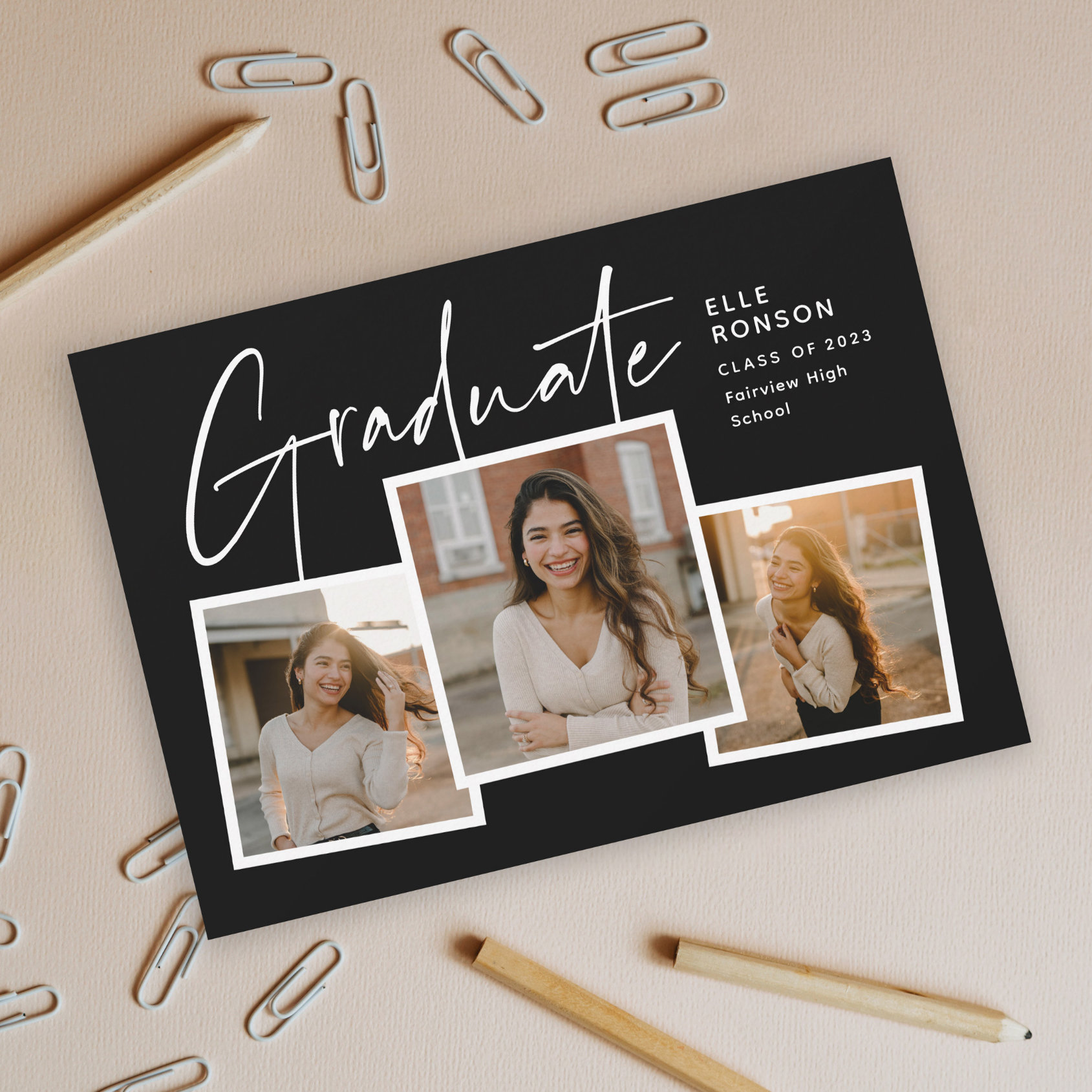 Budget Script Photo Collage Graduation Invitation