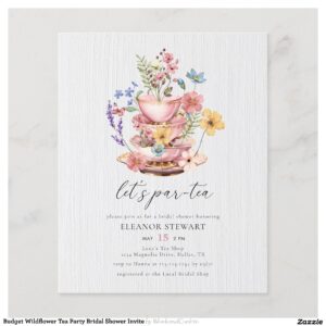Budget Wildflower Tea Party Bridal Shower Invite Flyer