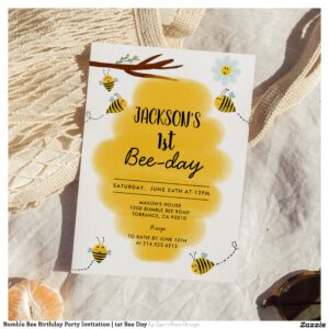 Bumble Bee Birthday Party Invitation 1st Bee Day