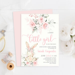 Bunny Baby Shower Girl Invitation