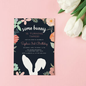 Bunny Garden Spring Birthday Party Invitation