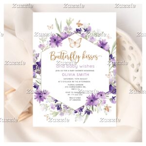 Butterfly kisses baby shower invitation