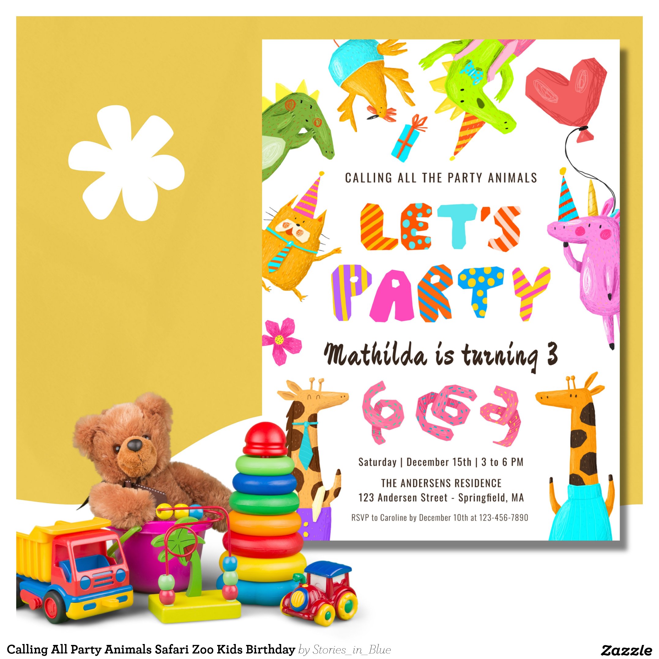 Calling All Party Animals Safari Zoo Kids Birthday Invitation