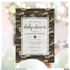 Camouflage Camo Green Boy Baby Shower Invitation