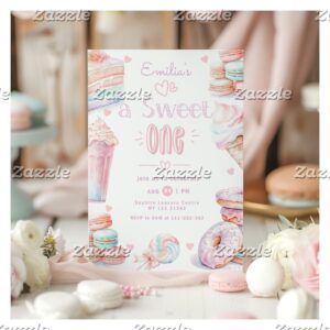 Candy Sweet One girl 1st birthday Invitation