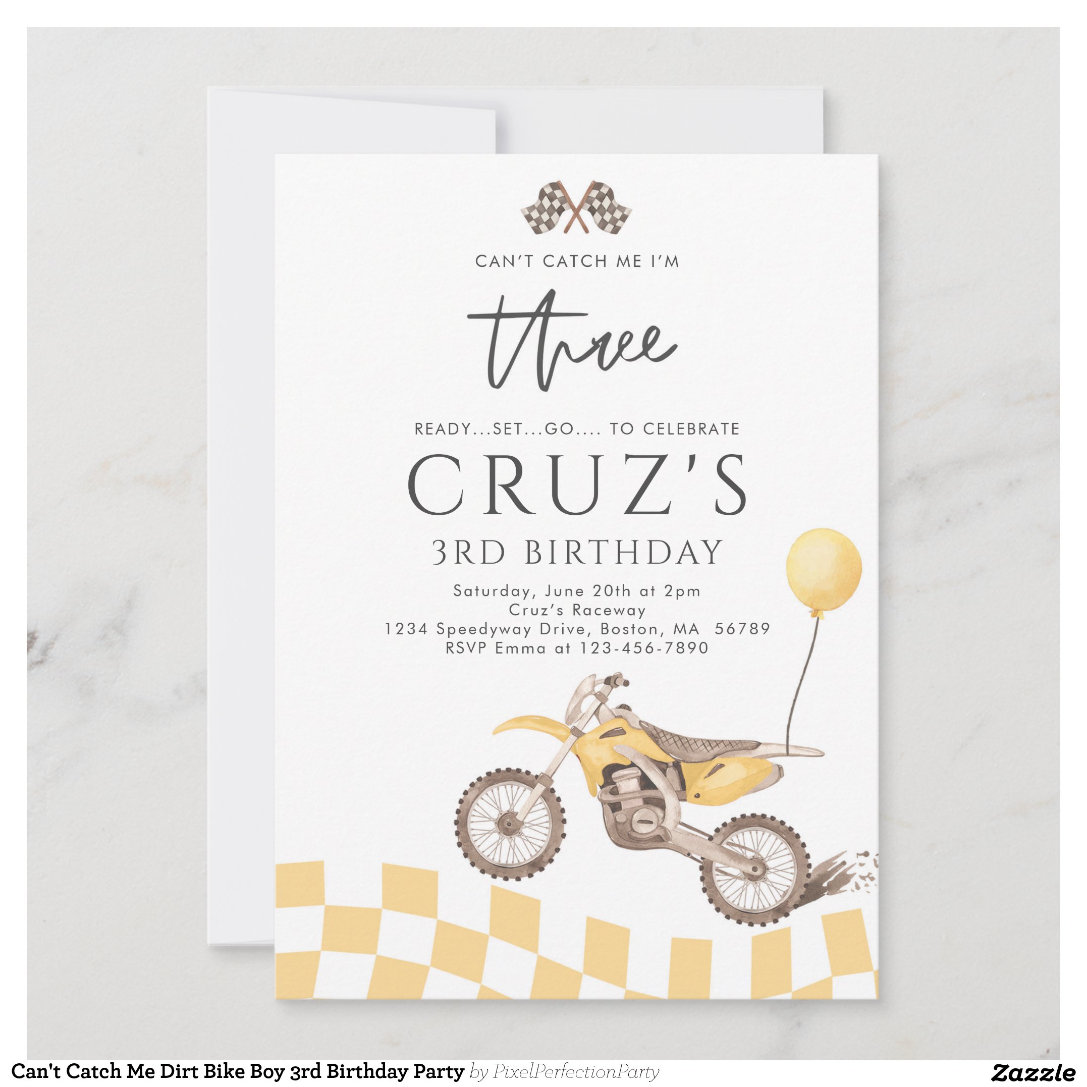 Can't Catch Me Dirt Bike Boy 3rd Birthday Party Invitation