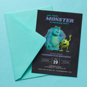 Chalkboard Monsters Inc. 1st Birthday Invitation